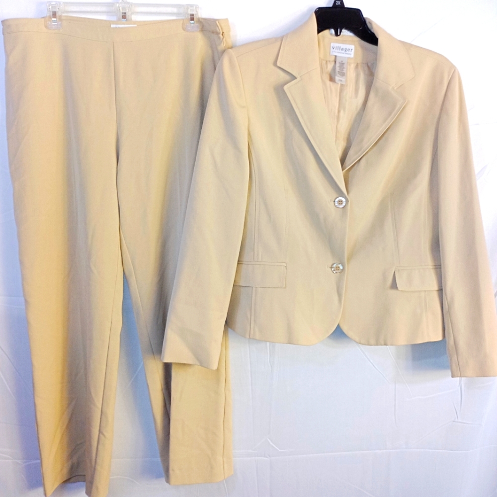 Women's beige dress work pant suit